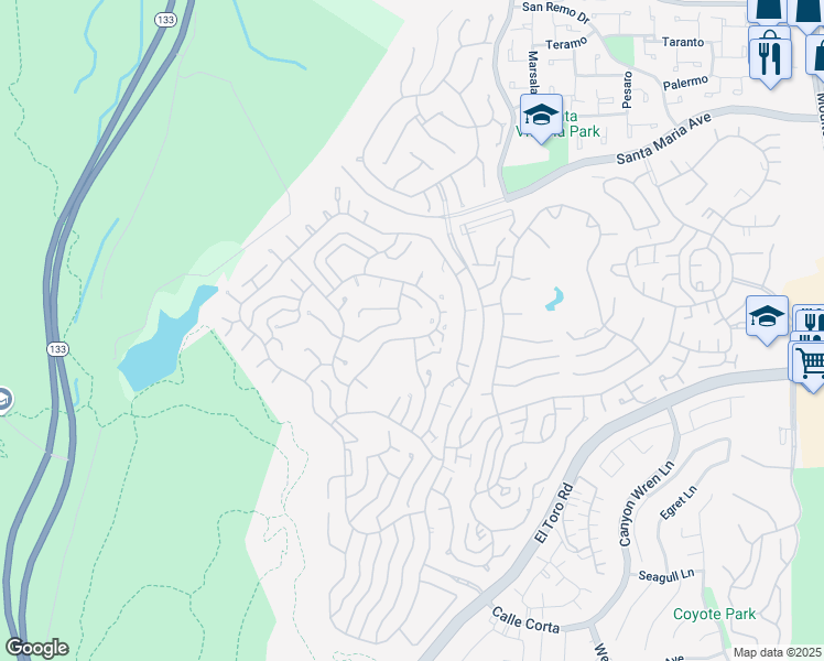 map of restaurants, bars, coffee shops, grocery stores, and more near 3370 Punta Alta in Laguna Woods