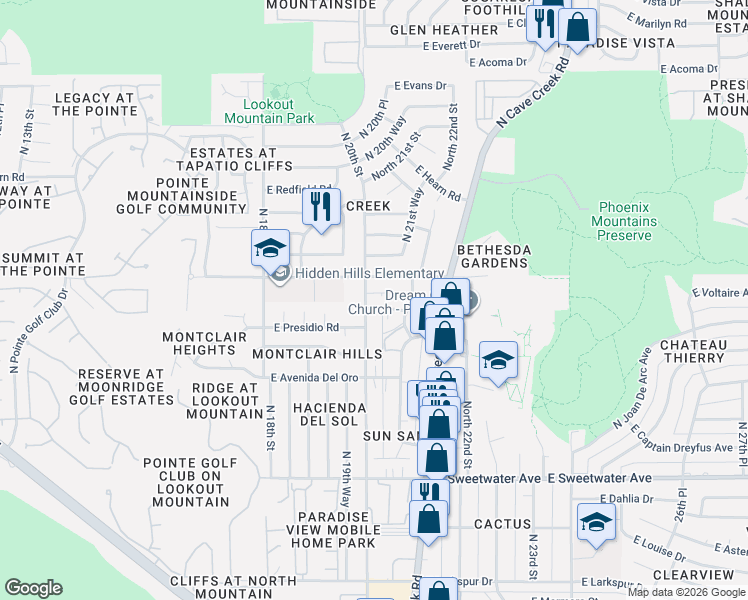 map of restaurants, bars, coffee shops, grocery stores, and more near 13725 North 20th Street in Phoenix