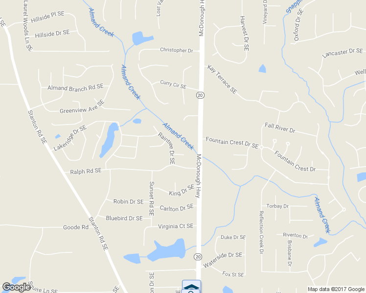 map of restaurants, bars, coffee shops, grocery stores, and more near 906 Raintree Court Southeast in Conyers