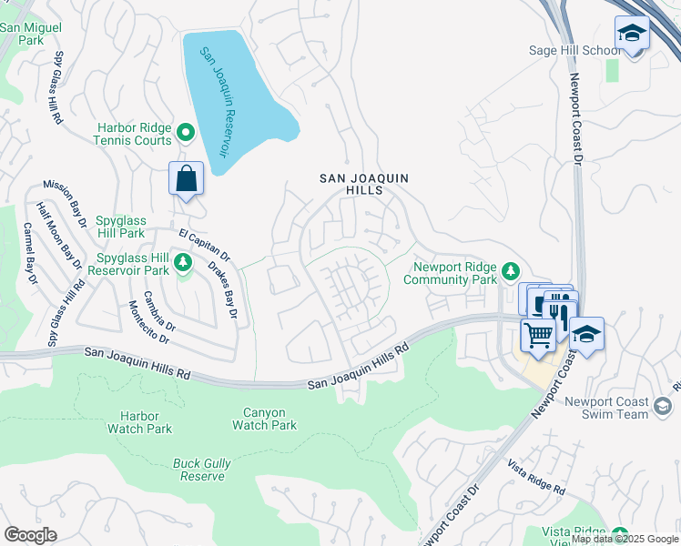 map of restaurants, bars, coffee shops, grocery stores, and more near 27 Lessay in Newport Beach