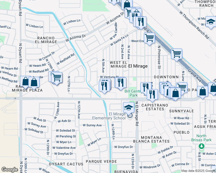 map of restaurants, bars, coffee shops, grocery stores, and more near 13914 North 4th Avenue in El Mirage