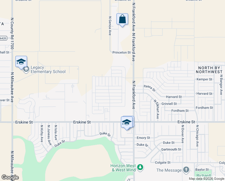 map of restaurants, bars, coffee shops, grocery stores, and more near 5828 Erskine Street in Lubbock