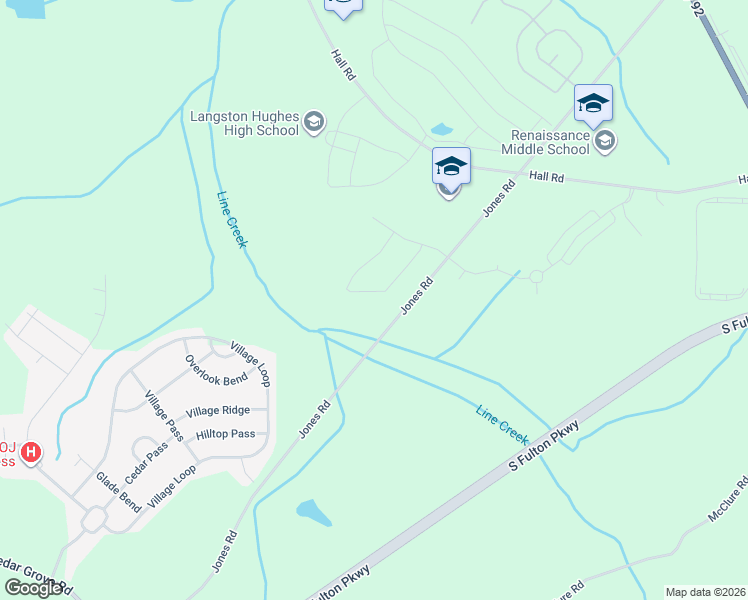 map of restaurants, bars, coffee shops, grocery stores, and more near 6555-6603 Jones Road in Fairburn