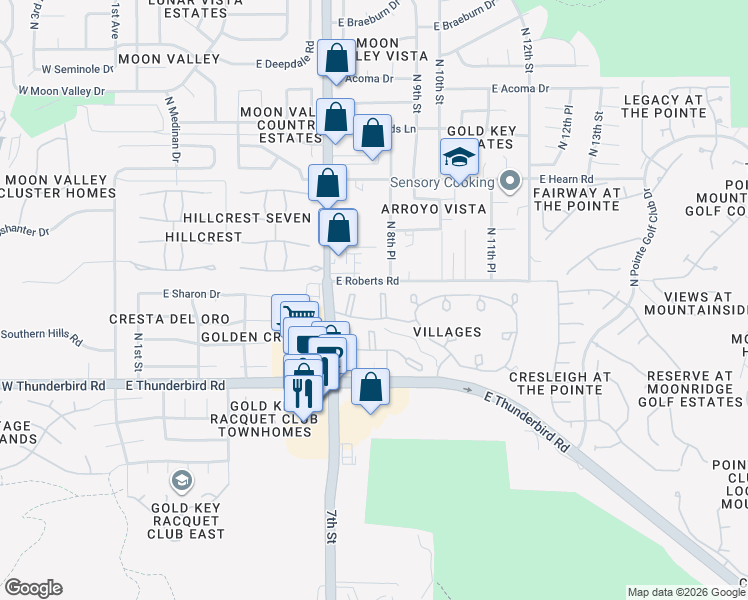 map of restaurants, bars, coffee shops, grocery stores, and more near 782 East Eugie Avenue in Phoenix