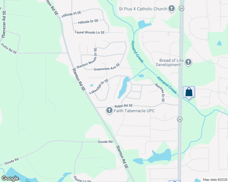 map of restaurants, bars, coffee shops, grocery stores, and more near 2973 Landmark Drive Southeast in Conyers