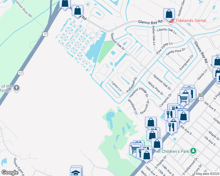map of restaurants, bars, coffee shops, grocery stores, and more near 214 Palladium Dr in Myrtle Beach