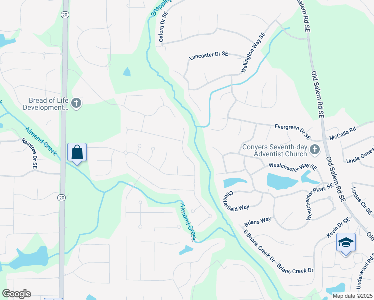 map of restaurants, bars, coffee shops, grocery stores, and more near 1518 Montauk Point in Conyers