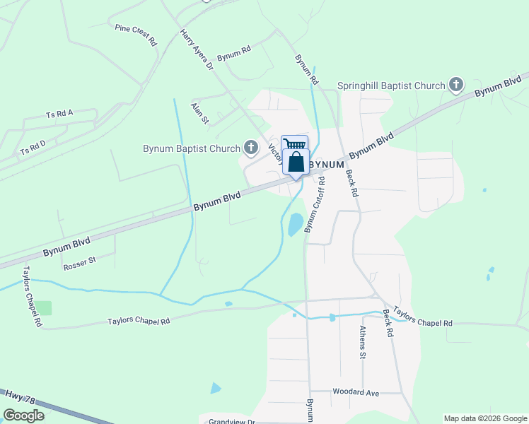 map of restaurants, bars, coffee shops, grocery stores, and more near 200 Willow Lane in Eastaboga
