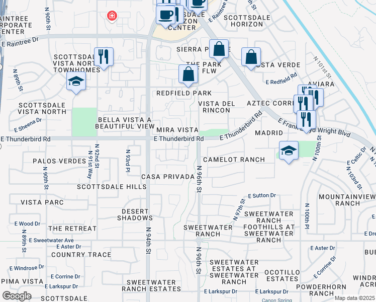 map of restaurants, bars, coffee shops, grocery stores, and more near North Apartment in Scottsdale