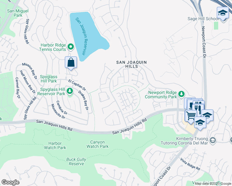 map of restaurants, bars, coffee shops, grocery stores, and more near 10 Lessay in Newport Beach