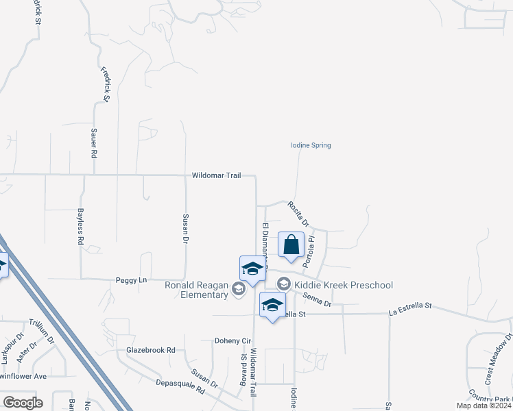 map of restaurants, bars, coffee shops, grocery stores, and more near 23777 Wildomar Trail in Wildomar