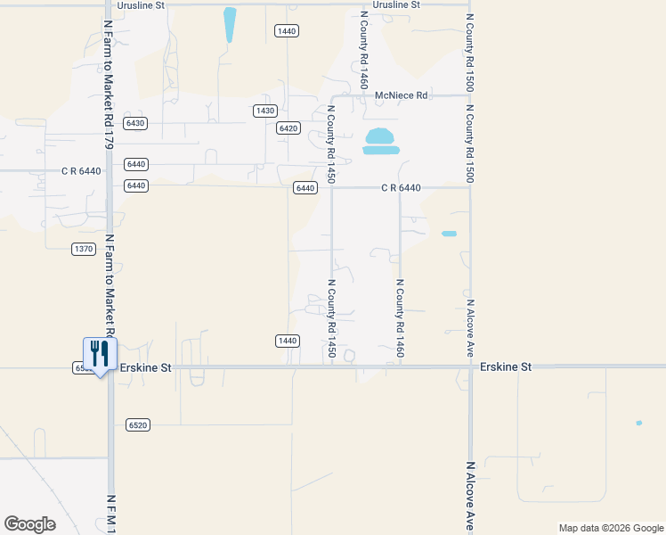 map of restaurants, bars, coffee shops, grocery stores, and more near 1008 North County Road 1450 in Lubbock