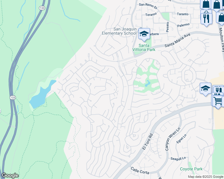 map of restaurants, bars, coffee shops, grocery stores, and more near 3371 Punta Alta in Laguna Woods