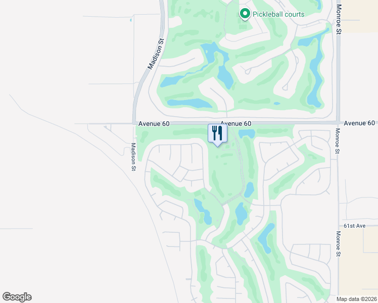map of restaurants, bars, coffee shops, grocery stores, and more near 60252 Angora Court in La Quinta