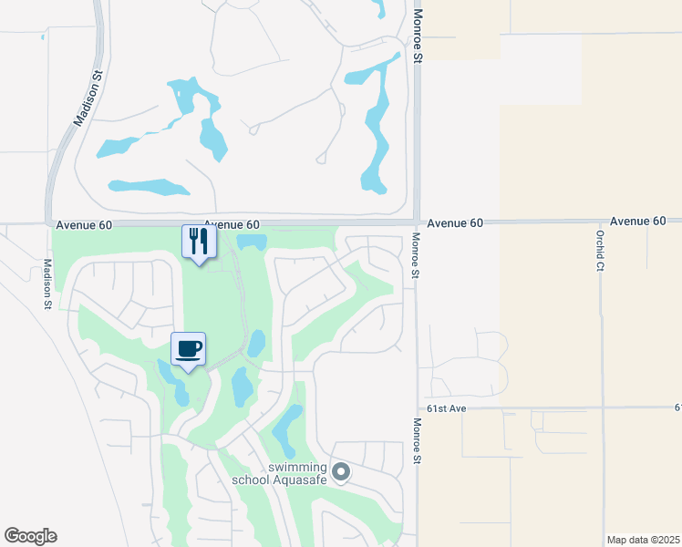 map of restaurants, bars, coffee shops, grocery stores, and more near 60290 Sweetshade Lane in La Quinta