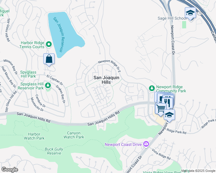 map of restaurants, bars, coffee shops, grocery stores, and more near 68 Lessay in Newport Beach