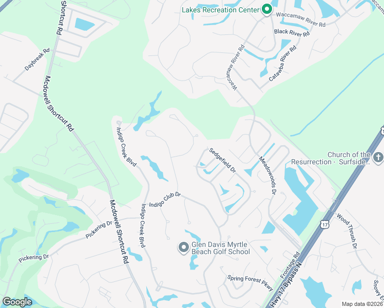 map of restaurants, bars, coffee shops, grocery stores, and more near 1619 Sedgefield Drive in Murrells Inlet