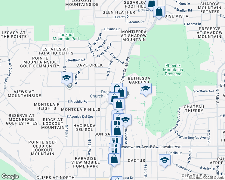 map of restaurants, bars, coffee shops, grocery stores, and more near 2137 East Sharon Drive in Phoenix