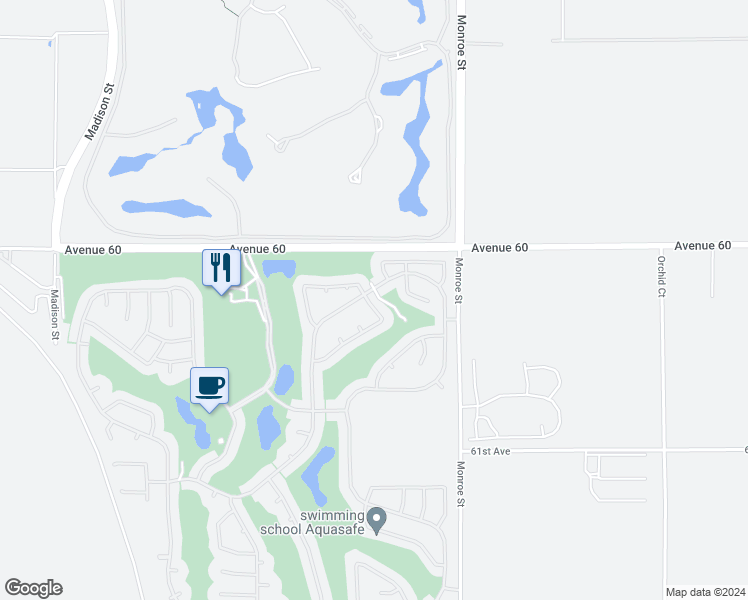 map of restaurants, bars, coffee shops, grocery stores, and more near 60268 Sweetshade Lane in La Quinta