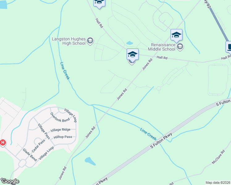 map of restaurants, bars, coffee shops, grocery stores, and more near 6882 Jones Road in Fairburn