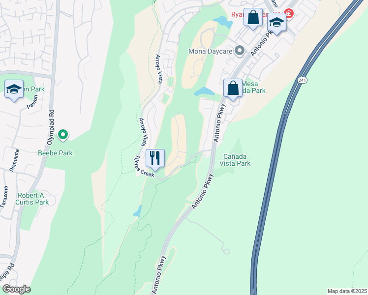 map of restaurants, bars, coffee shops, grocery stores, and more near 41 Reata in Rancho Santa Margarita