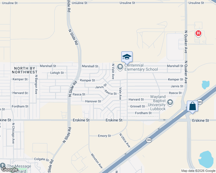map of restaurants, bars, coffee shops, grocery stores, and more near 4910 Itasca Street in Lubbock