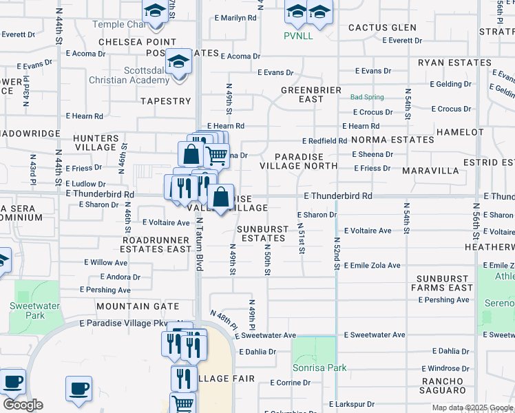 map of restaurants, bars, coffee shops, grocery stores, and more near 13611 North 50th Street in Scottsdale