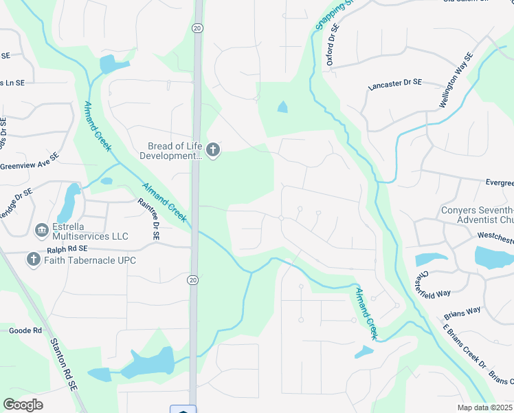 map of restaurants, bars, coffee shops, grocery stores, and more near 1118 Fountain Crest Drive in Conyers