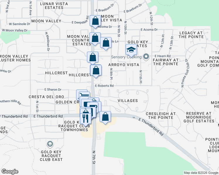 map of restaurants, bars, coffee shops, grocery stores, and more near 782 East Eugie Avenue in Phoenix