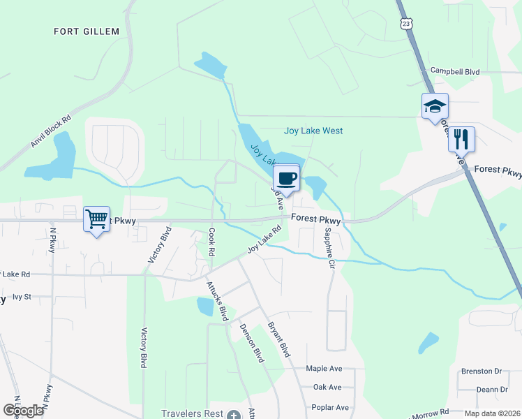 map of restaurants, bars, coffee shops, grocery stores, and more near 2183 Miranda Drive in Morrow