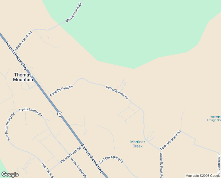 map of restaurants, bars, coffee shops, grocery stores, and more near Butterfly Peak Road in Riverside County