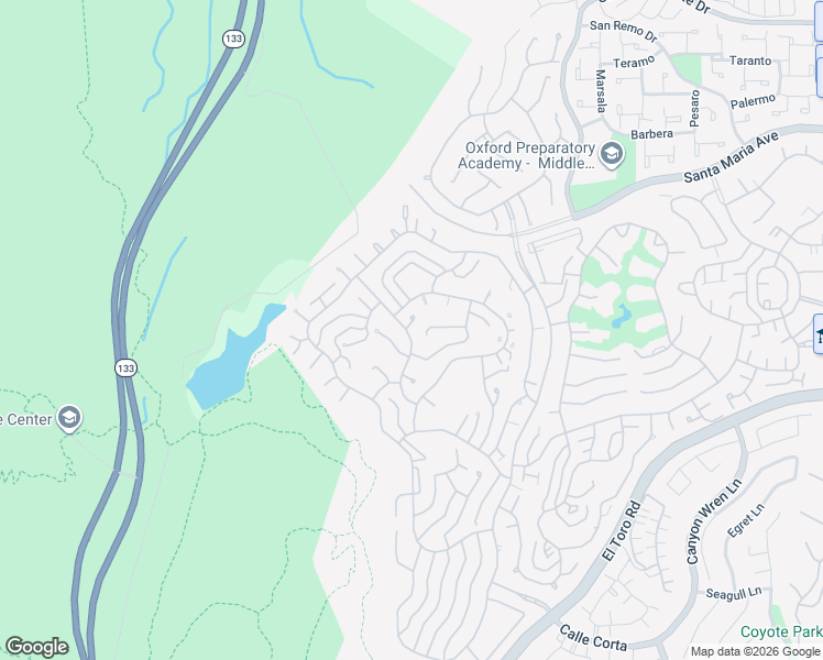 map of restaurants, bars, coffee shops, grocery stores, and more near 3422 Calle Azul in Laguna Woods