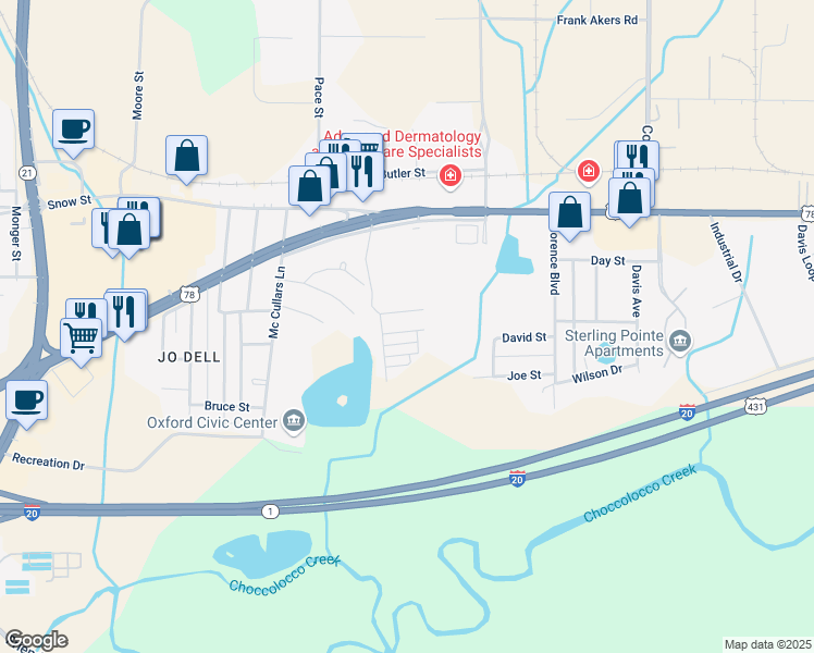 map of restaurants, bars, coffee shops, grocery stores, and more near 271 Ivy Place in Oxford