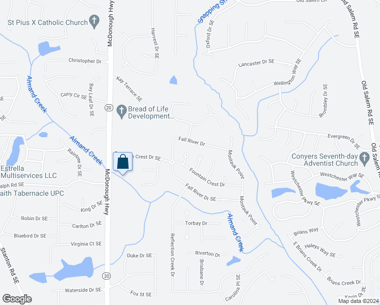 map of restaurants, bars, coffee shops, grocery stores, and more near 1508 Aughton Court Southeast in Conyers