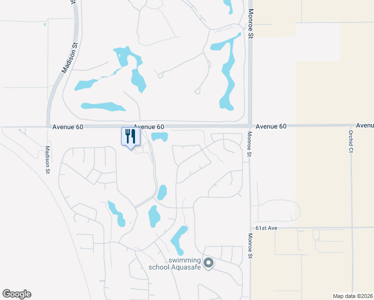 map of restaurants, bars, coffee shops, grocery stores, and more near 60200 Wishbone Court in La Quinta