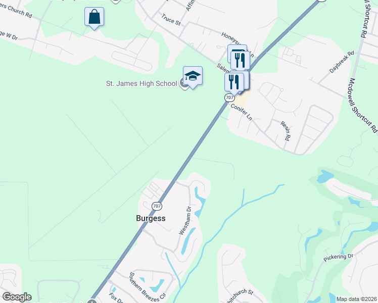 map of restaurants, bars, coffee shops, grocery stores, and more near 11042 South Carolina 707 in Murrells Inlet