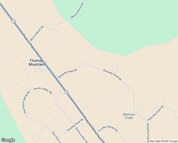 map of restaurants, bars, coffee shops, grocery stores, and more near Butterfly Peak Road in Riverside County