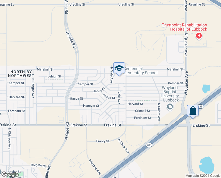 map of restaurants, bars, coffee shops, grocery stores, and more near 4910 Itasca Street in Lubbock