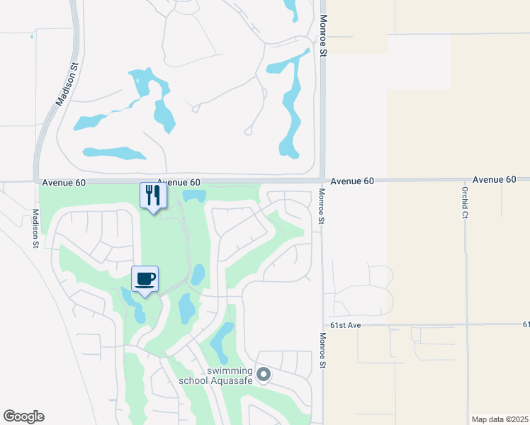 map of restaurants, bars, coffee shops, grocery stores, and more near 81799 Prism Drive in La Quinta