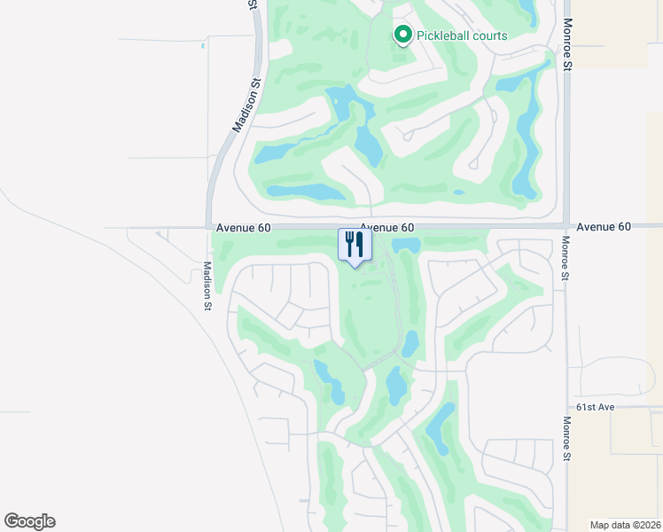 map of restaurants, bars, coffee shops, grocery stores, and more near 60252 Angora Court in La Quinta