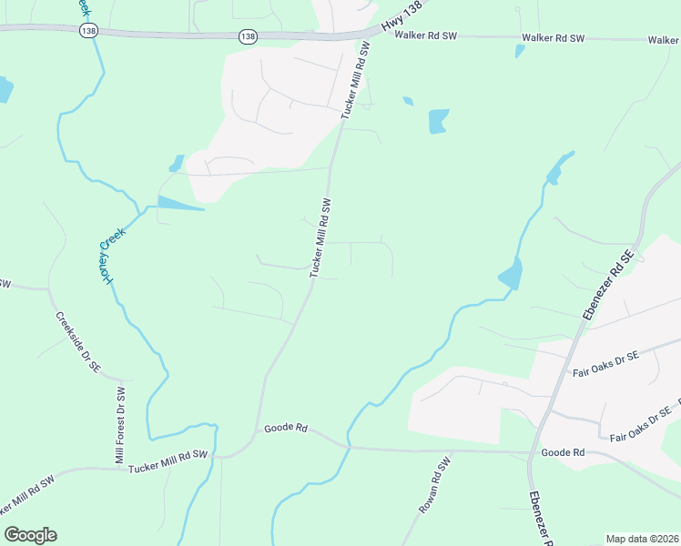 map of restaurants, bars, coffee shops, grocery stores, and more near 2310 Tucker Mill Road Southwest in Conyers