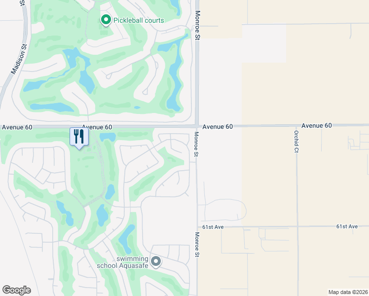 map of restaurants, bars, coffee shops, grocery stores, and more near 81943 Prism Drive in La Quinta