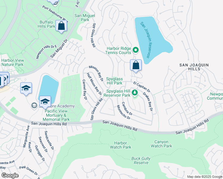 map of restaurants, bars, coffee shops, grocery stores, and more near 39 Bodega Bay Drive in Newport Beach