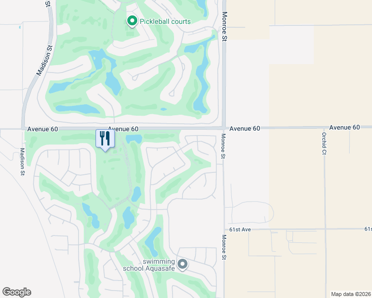 map of restaurants, bars, coffee shops, grocery stores, and more near 81811 Prism Drive in La Quinta
