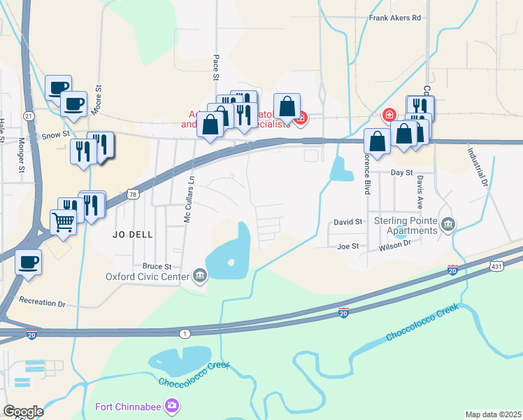 map of restaurants, bars, coffee shops, grocery stores, and more near 3 Carriage Lane in Oxford
