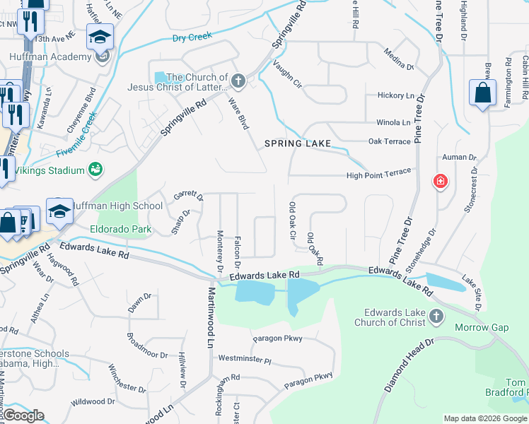 map of restaurants, bars, coffee shops, grocery stores, and more near 1329 Ware Boulevard in Birmingham