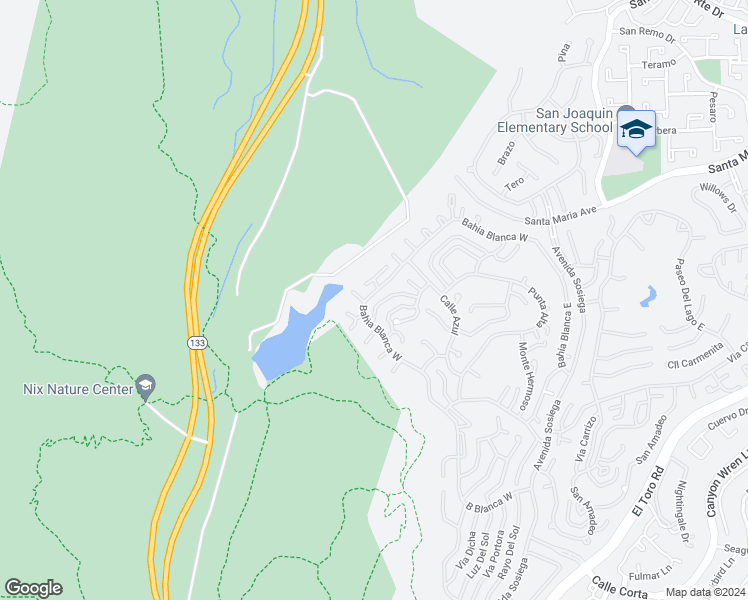 map of restaurants, bars, coffee shops, grocery stores, and more near 3435 Bahia Blanca West in Laguna Woods