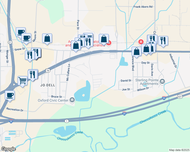 map of restaurants, bars, coffee shops, grocery stores, and more near 3 Carriage Lane in Oxford