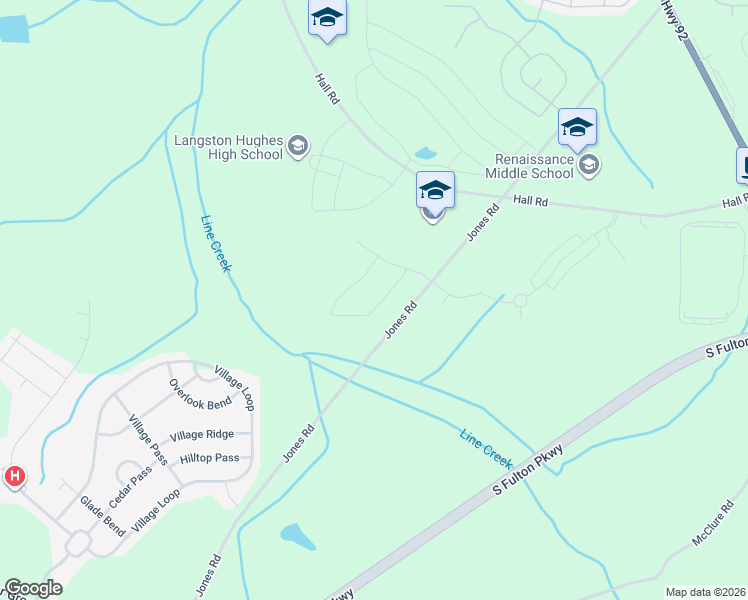 map of restaurants, bars, coffee shops, grocery stores, and more near 6820 Jones Road in Fairburn