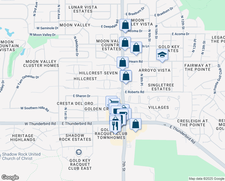 map of restaurants, bars, coffee shops, grocery stores, and more near 628 East Boca Raton Road in Phoenix